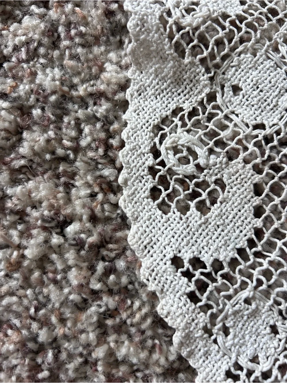 Cream Lace Crochet Round Table Doily Large 70’s Size 20 inches